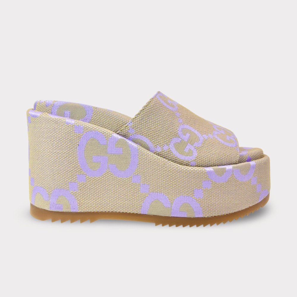 Gucci Lavender Logo Platform Slide Sandal - Women's